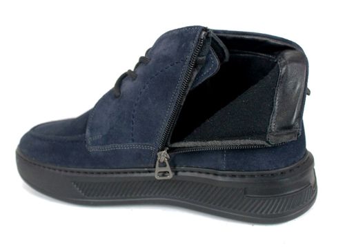 Мъжки боти Loftе Vento – естествен велур, тъмно сини, с връзки и цип, топъл хастар
