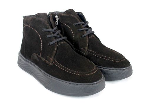 Мъжки велурени боти Loftе Vento – тъмно кафяв цвят