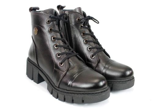 Дамски кубинки Forte Ombra – тъмно кафява естествена кожа със състарен ефект