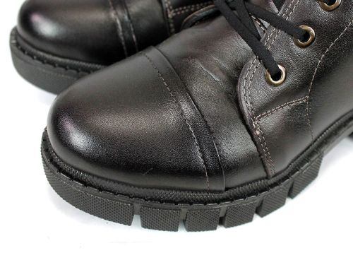 Дамски кубинки Forte Ombra – тъмно кафява естествена кожа със състарен ефект