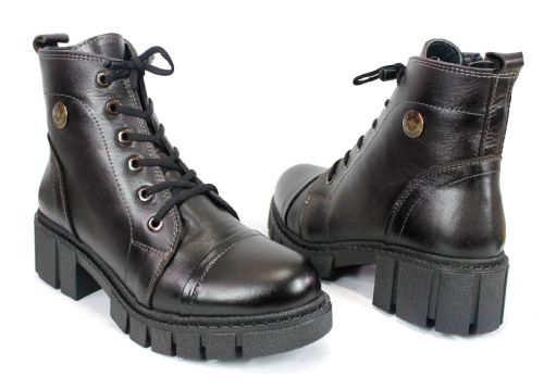 Дамски кубинки Forte Ombra – тъмно кафява естествена кожа със състарен ефект