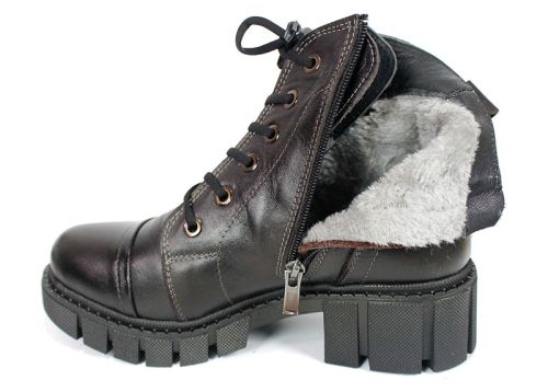 Дамски кубинки Forte Ombra – тъмно кафява естествена кожа със състарен ефект