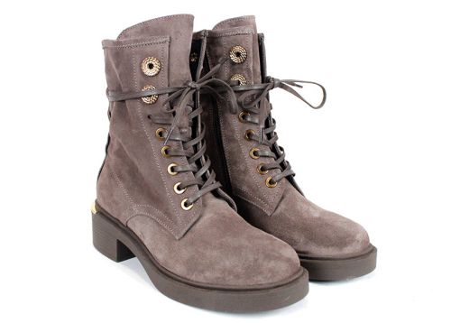 Dolce Fumo – дамски кубинки от естествен велур в цвят визон