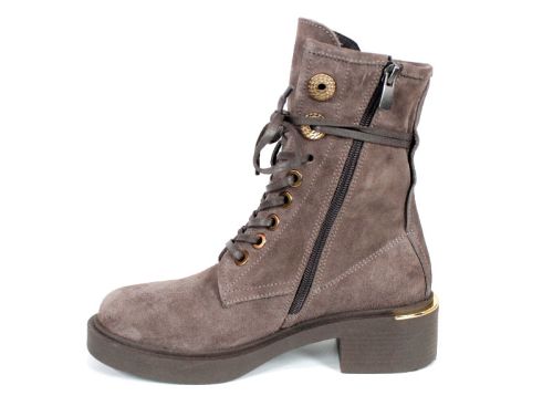 Dolce Fumo – дамски кубинки от естествен велур в цвят визон