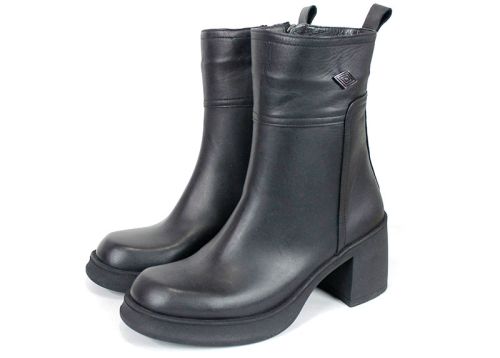 Дамски елегантни боти Nero Alleanza – естествена кожа, топъл хастар и стабилен ток