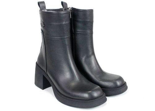 Дамски елегантни боти Nero Alleanza – естествена кожа, топъл хастар и стабилен ток