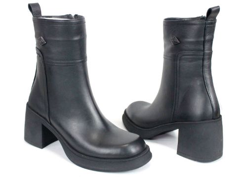 Дамски елегантни боти Nero Alleanza – естествена кожа, топъл хастар и стабилен ток