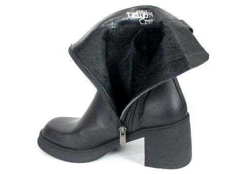 Дамски елегантни боти Nero Alleanza – естествена кожа, топъл хастар и стабилен ток