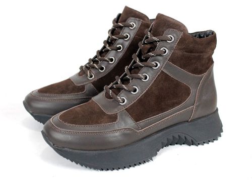 дамски високи сникърси Rovere Alto от естествена кожа и велур