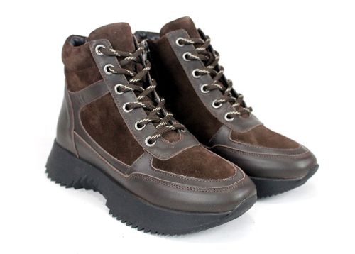 дамски високи сникърси Rovere Alto от естествена кожа и велур