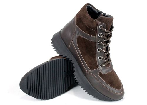 дамски високи сникърси Rovere Alto от естествена кожа и велур