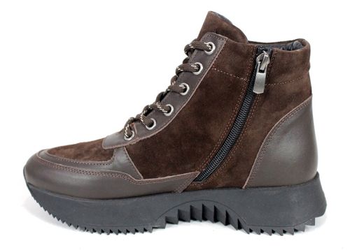 дамски високи сникърси Rovere Alto от естествена кожа и велур