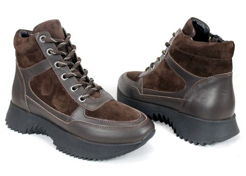 дамски високи сникърси Rovere Alto от естествена кожа и велур