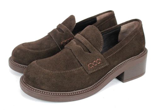 Дамски велурени лоуфъри в тъмно кафяво Eleganza Terra