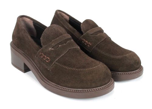 Дамски велурени лоуфъри в тъмно кафяво Eleganza Terra