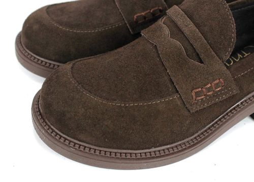 Дамски велурени лоуфъри в тъмно кафяво Eleganza Terra