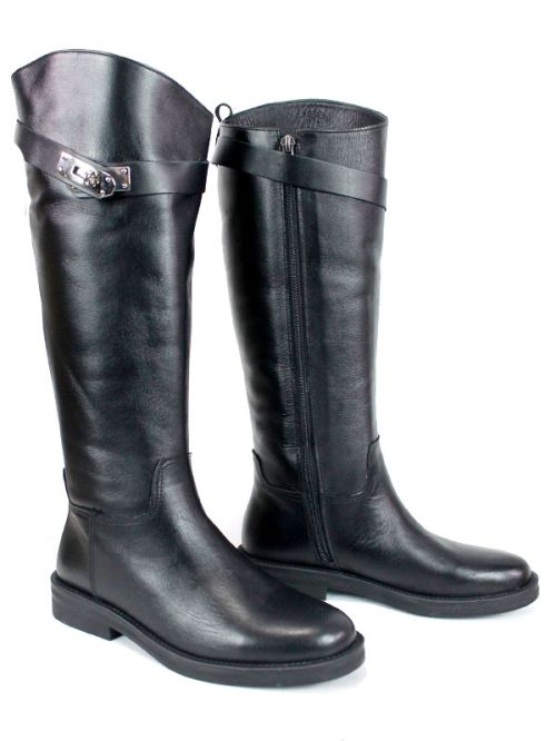 Milano Forte – дамски кожени ботуши с подвижен аксесоар, черни
