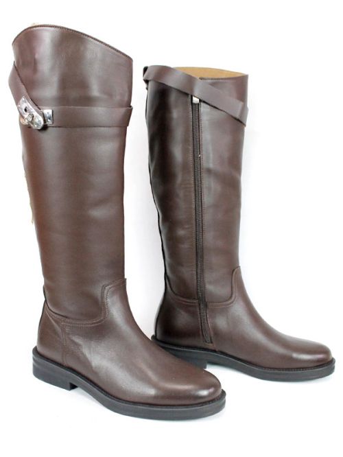 Milano Forte – дамски кожени ботуши в кафяво с подвижен аксесоар