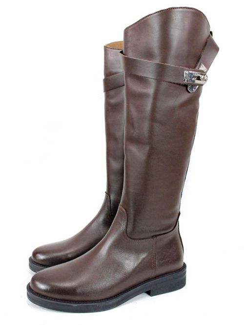 Milano Forte – дамски кожени ботуши в кафяво с подвижен аксесоар
