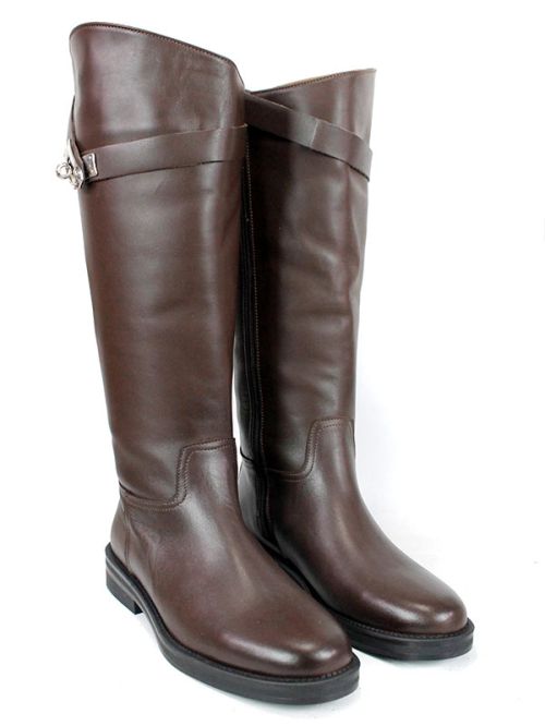 Milano Forte – дамски кожени ботуши в кафяво с подвижен аксесоар