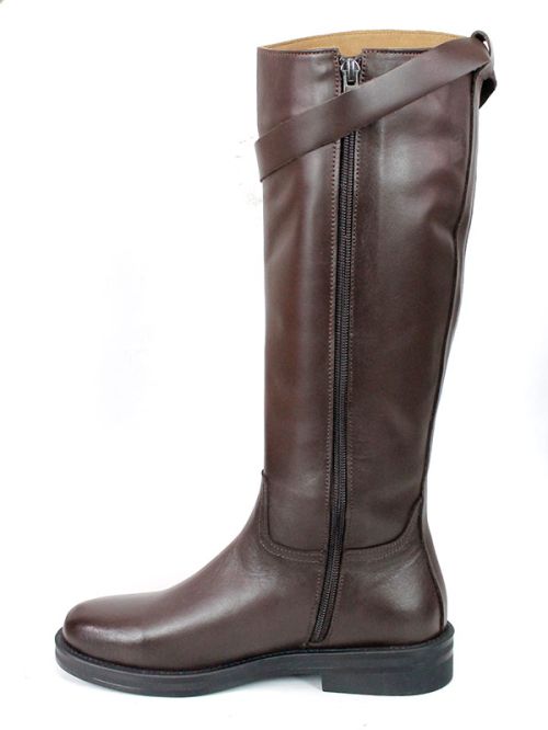 Milano Forte – дамски кожени ботуши в кафяво с подвижен аксесоар