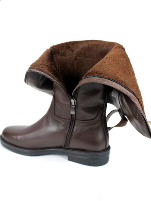 Milano Forte – дамски кожени ботуши в кафяво с подвижен аксесоар