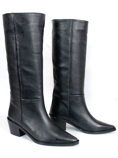 Arte Rodeo – дамски ботуши от естествена кожа в черно с каубойски стил и топла подплата