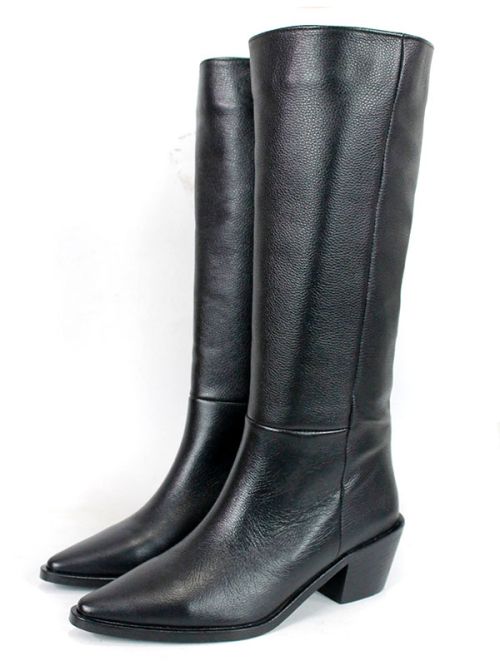 Arte Rodeo – дамски ботуши от естествена кожа в черно с каубойски стил и топла подплата