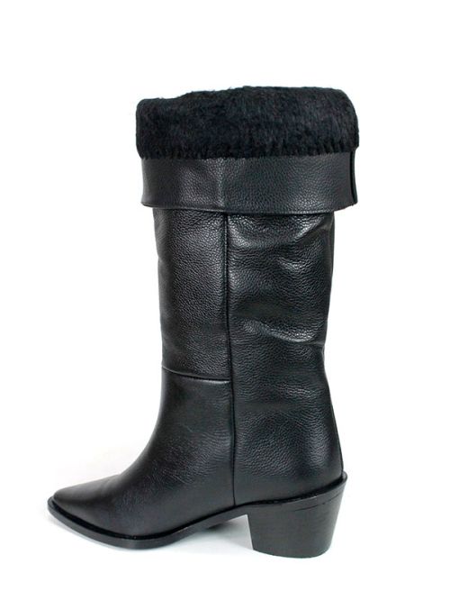 Arte Rodeo – дамски ботуши от естествена кожа в черно с каубойски стил и топла подплата