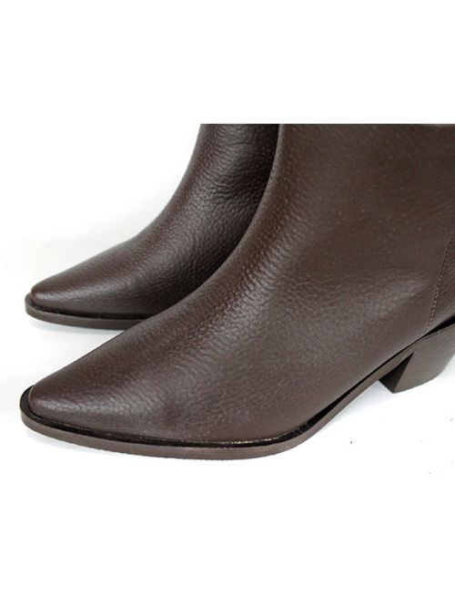 Arte Rodeo – дамски кожени ботуши от тъмно кафяв флотер с каубойски ток