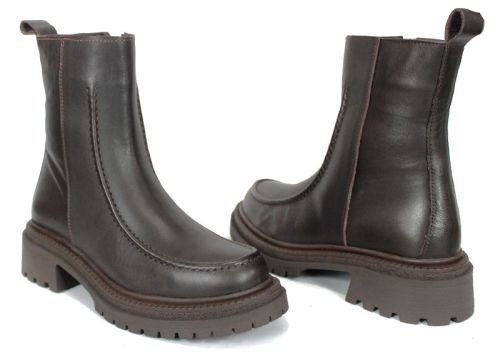 Дамски боти от естествена кожа в тъмно кафяв цвят – модел Luce Velluto