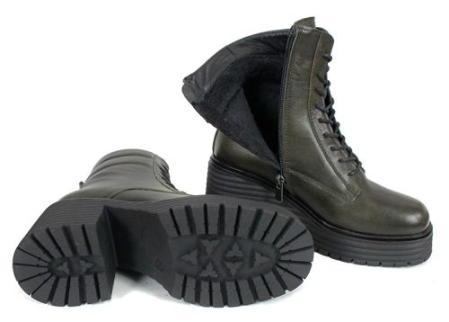 Дамски кубинки Bruna Forte – естествена кожа, тъмно зелени