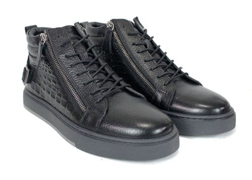 Modèlo Ferox – мъжки спортни боти от естествена кожа, черен цвят