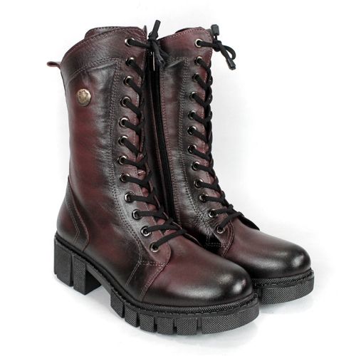 Velluto Ombra – дамски кубинки от естествена кожа, цвят бордо