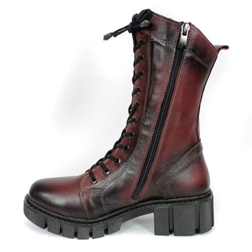 Velluto Ombra – дамски кубинки от естествена кожа, цвят бордо