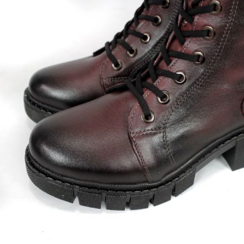 Velluto Ombra – дамски кубинки от естествена кожа, цвят бордо