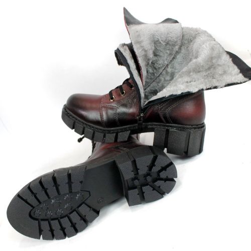 Velluto Ombra – дамски кубинки от естествена кожа, цвят бордо