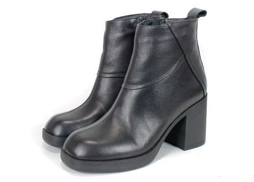 Дамски боти Noira Elevé от черна естествена кожа с елегантен ток