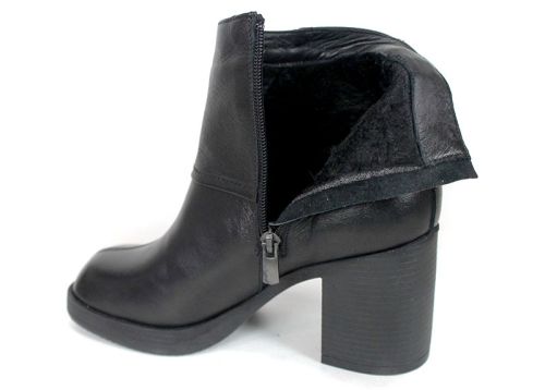 Дамски боти Noira Elevé от черна естествена кожа с елегантен ток