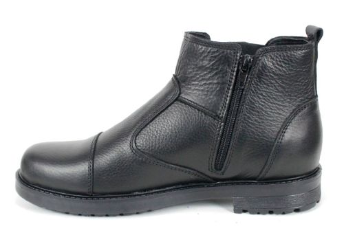 Мъжки спортно-елегантни боти Forte Passo от черна естествена кожа с ластик, цип и топъл хастар