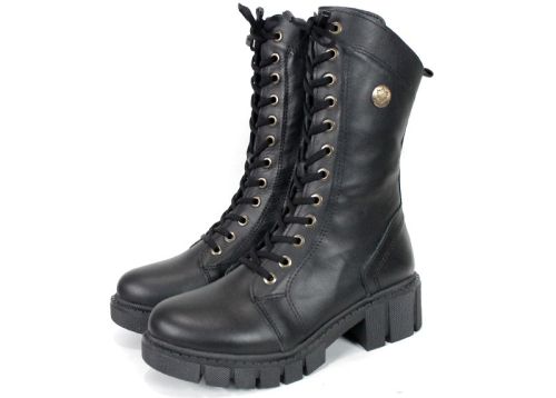 Дамски боти от естествена кожа в черно - Модел Макарена.