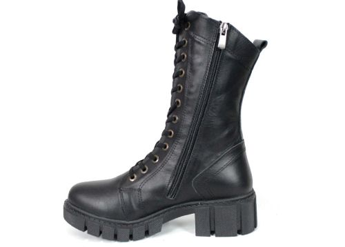 Дамски боти от естествена кожа в черно - Модел Макарена.