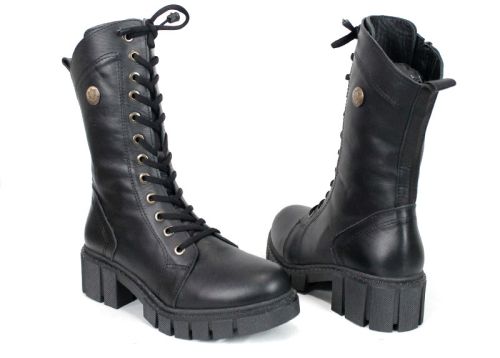 Дамски боти от естествена кожа в черно - Модел Макарена.