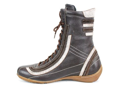 Дамски кубинки от естествена кожа в кафяво - модел Синтия