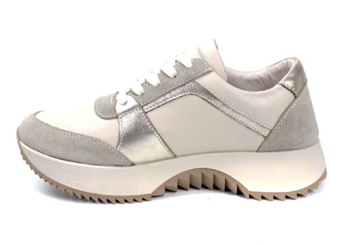 Дамски сникърси Luce Argento от бежова естествена кожа и велур със златисти кожени елементи