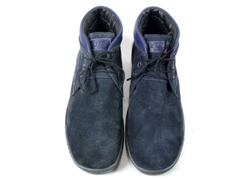 Преоценени мъжки кларкове от естествен велур в синьо, модел Ромео