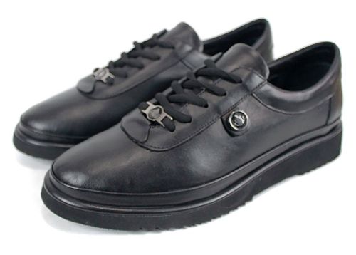 Linea Nova дамски обувки големи размери от естествена кожа в черно