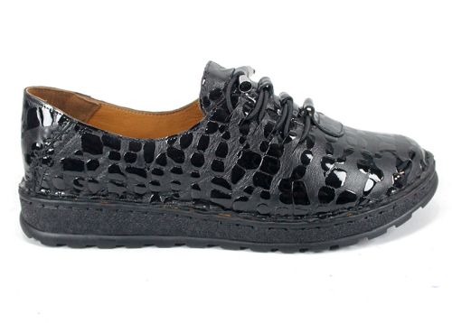 Linea Croco дамски обувки големи размери от естествена кожа с черен лак