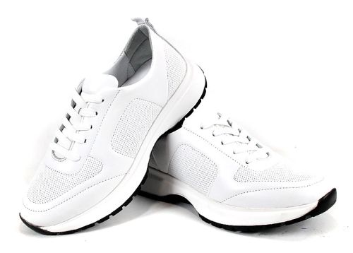 Дамски сникърси от естествена кожа в бяло - модел Aura Move