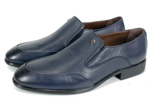 Мъжки официални обувки Aurelio Forma от естествена кожа в тъмно син цвят